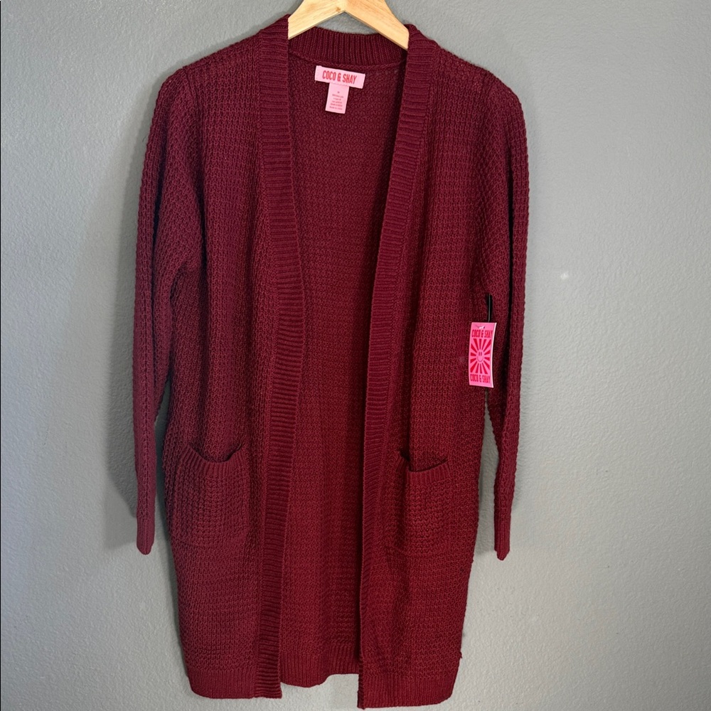 NWT Coco and Shay Burgundy Cardigan Sweater Size Medium
